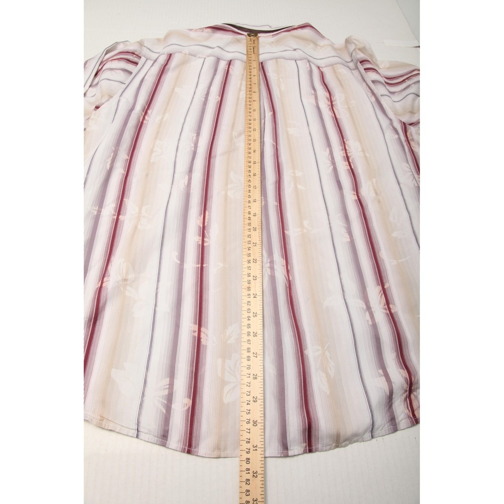 Tommy Bahama Shirt Mens XL Beige Pink Striped Floral Cotton Silk Long Sleeve - Picture 8 of 10